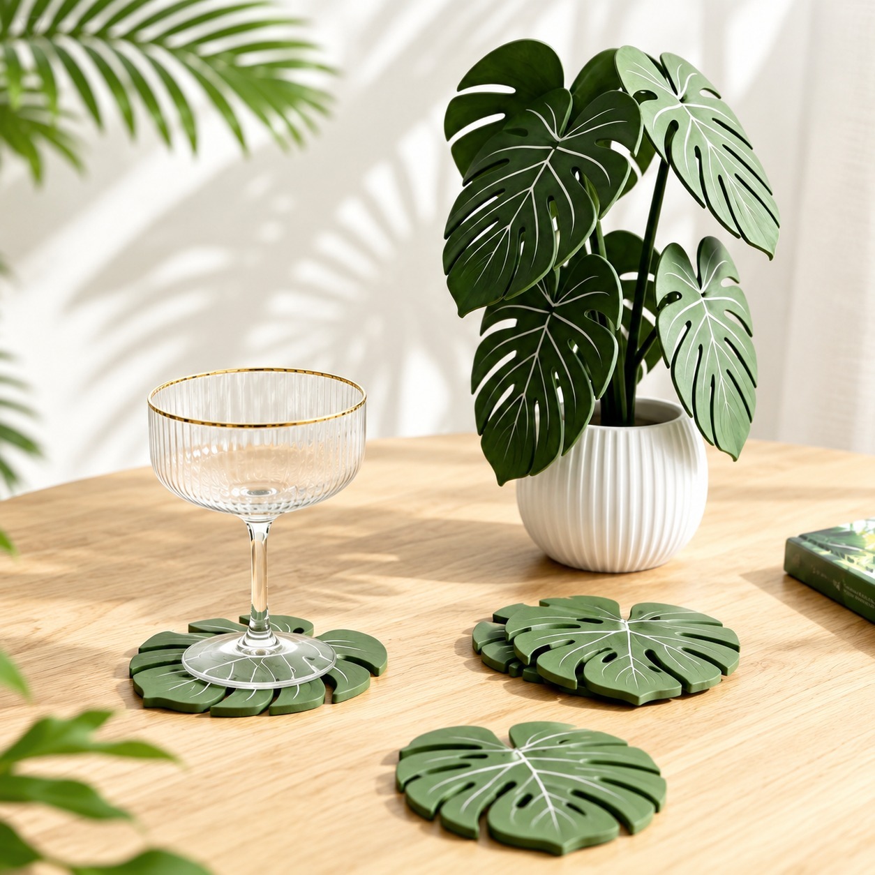 Office Furniture Brands - Porta-copos de Planta Monstera, Conjunto de